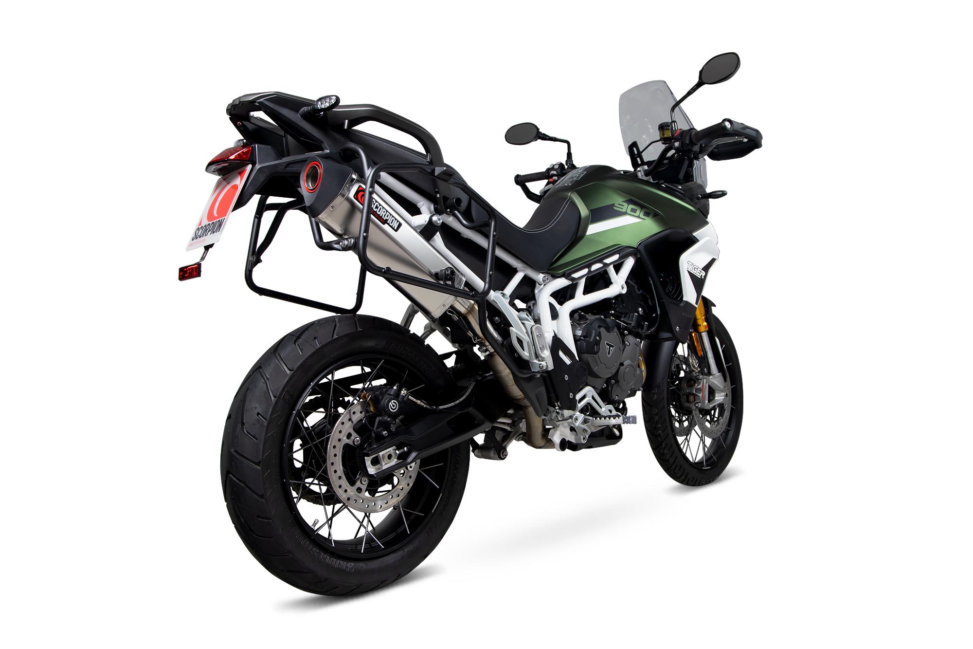 Scorpion Exhausts Black/Red Rtr90teo - Scorpion Serket Parallel Satin Titanium Exhaust - Triumph Tiger 900 2020 - 2021