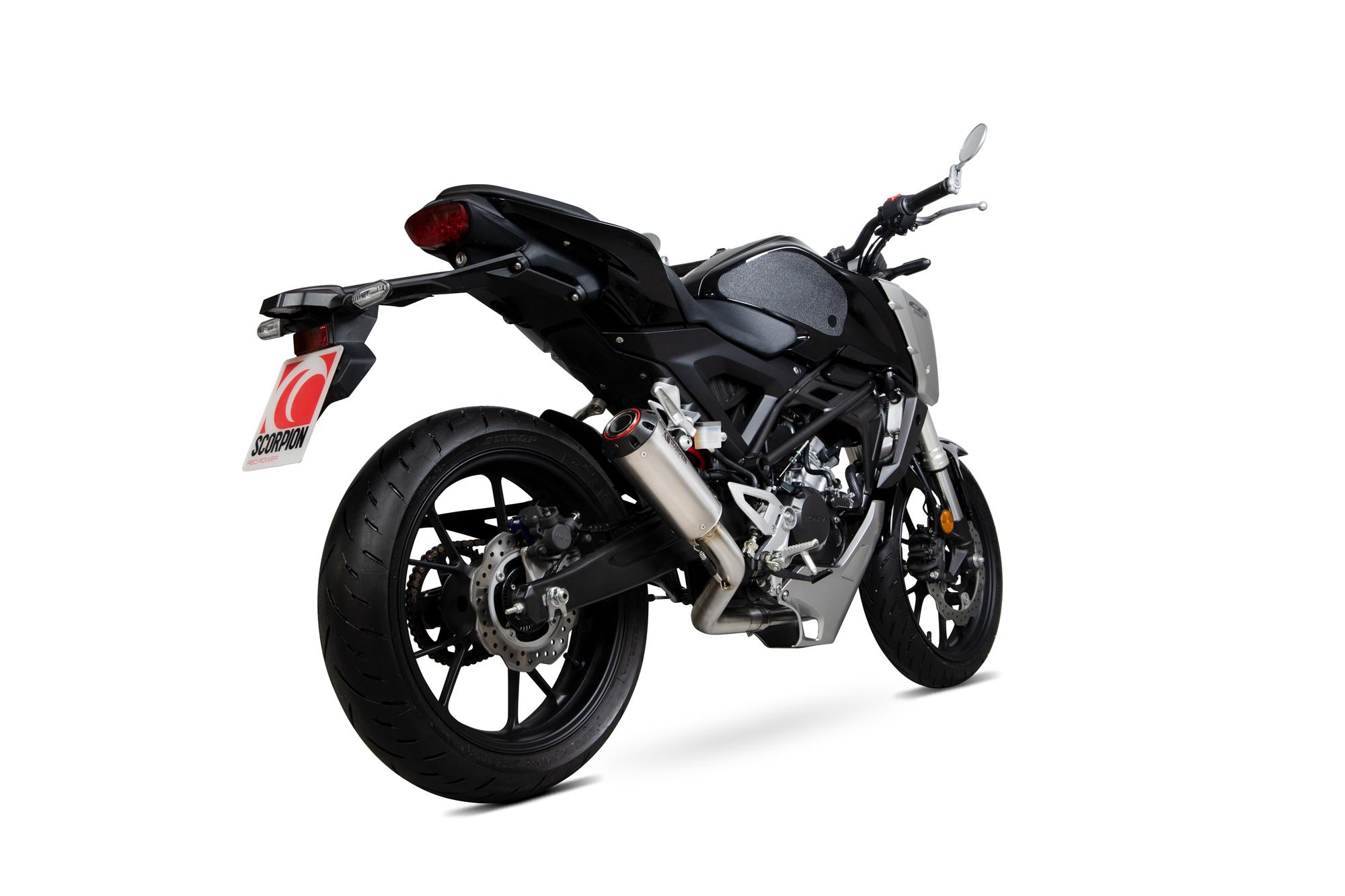PHA183SYSTEO - Scorpion Red Power Satin Titanium Exhaust - Honda CB 125 R 2018 - 2019