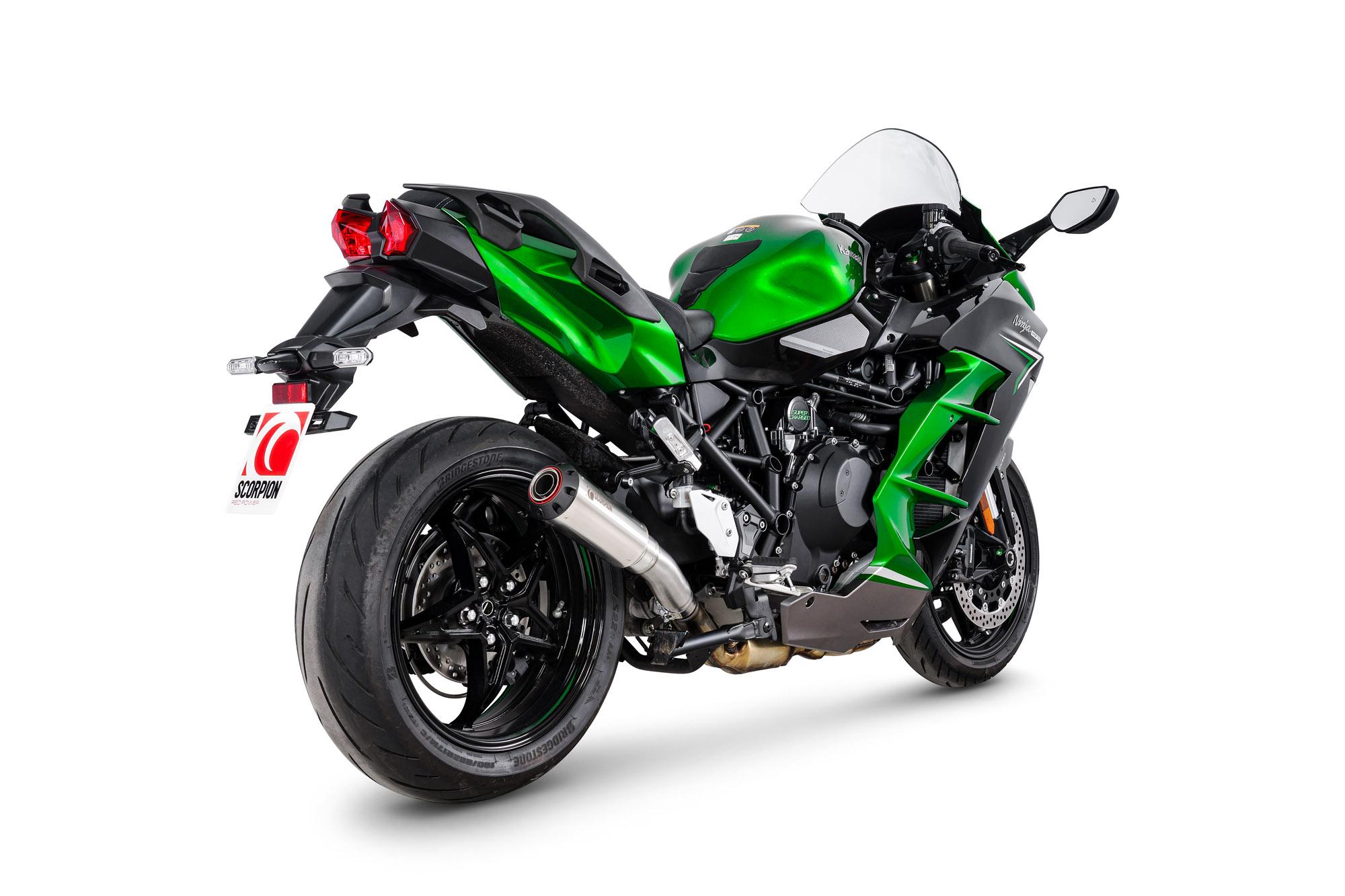 PKA147SEO - Scorpion Red Power Stainless Steel Slip-On Exhaust - Kawasaki Ninja H2 SX 2022 - 2024