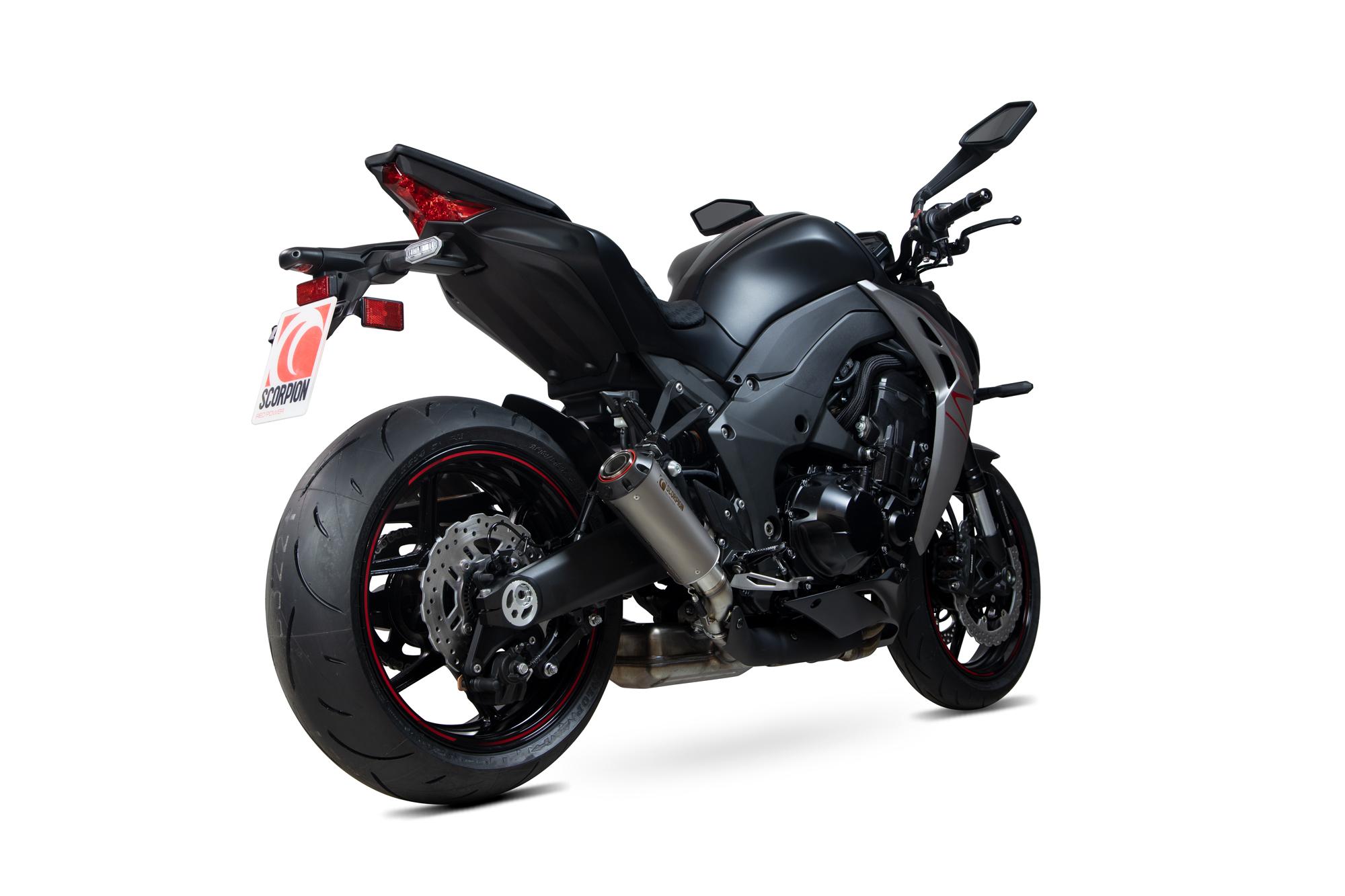 PKA131TEO - Scorpion Red Power Satin Titanium Slip-On Exhaust (Pair) - Kawasaki Z1000 2017 - 2019