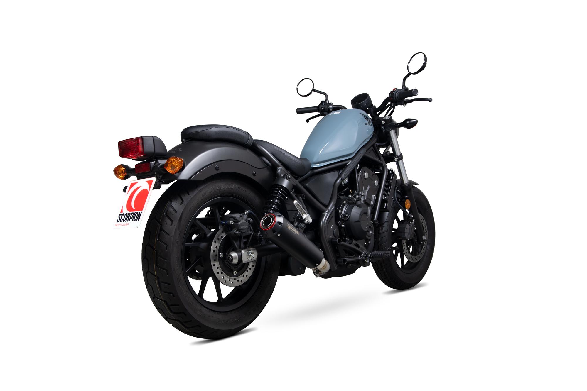 PHA191BCER - Scorpion Red Power Black Ceramic Exhaust - Honda CMX 500 Rebel 2017 - 2020
