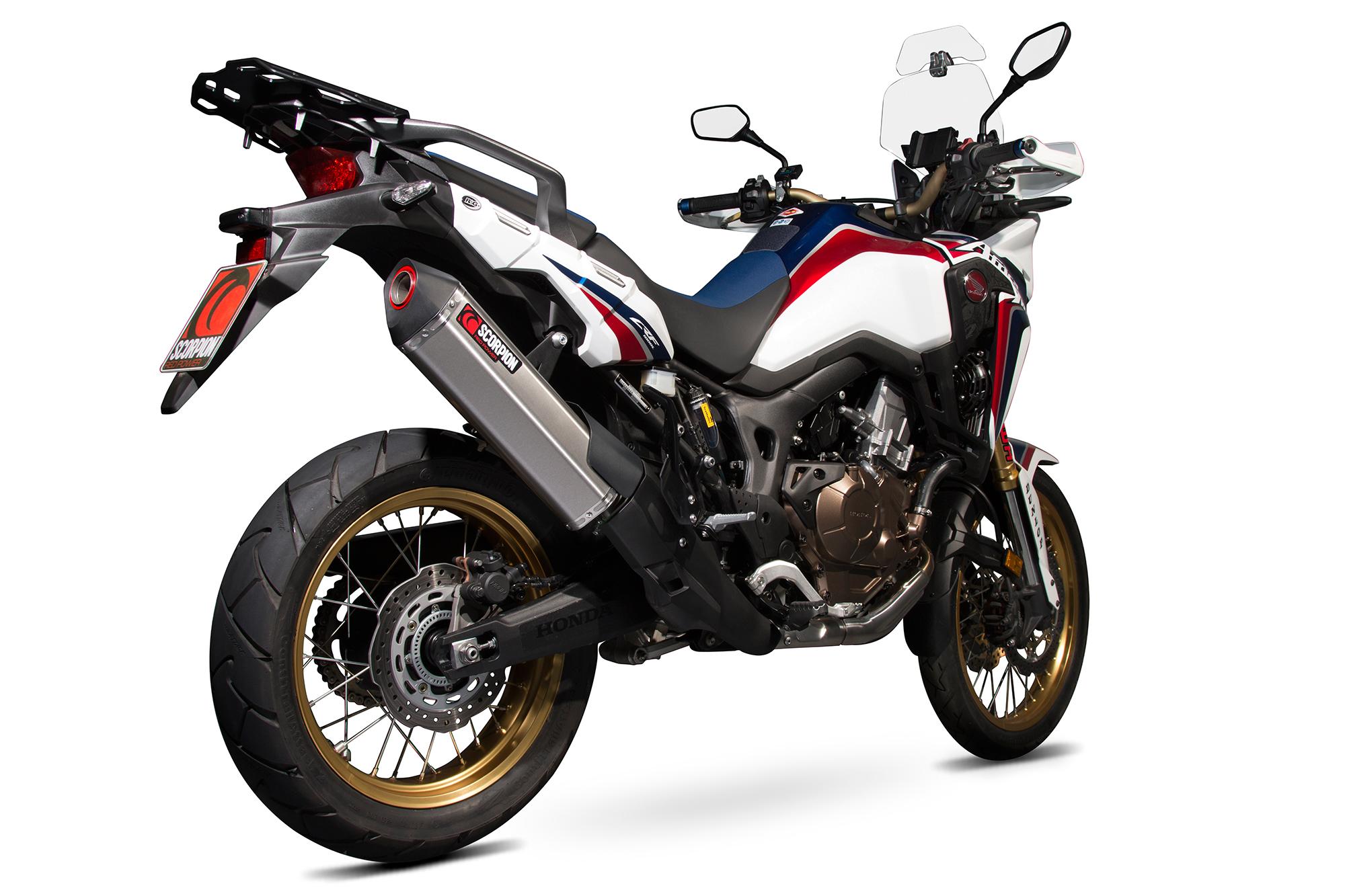 Scorpion Exhausts Red Rha173seo - Scorpion Serket Parallel Stainless Oval Exhaust - Honda Crf 1000 L Africa Twin 2015 - 2017