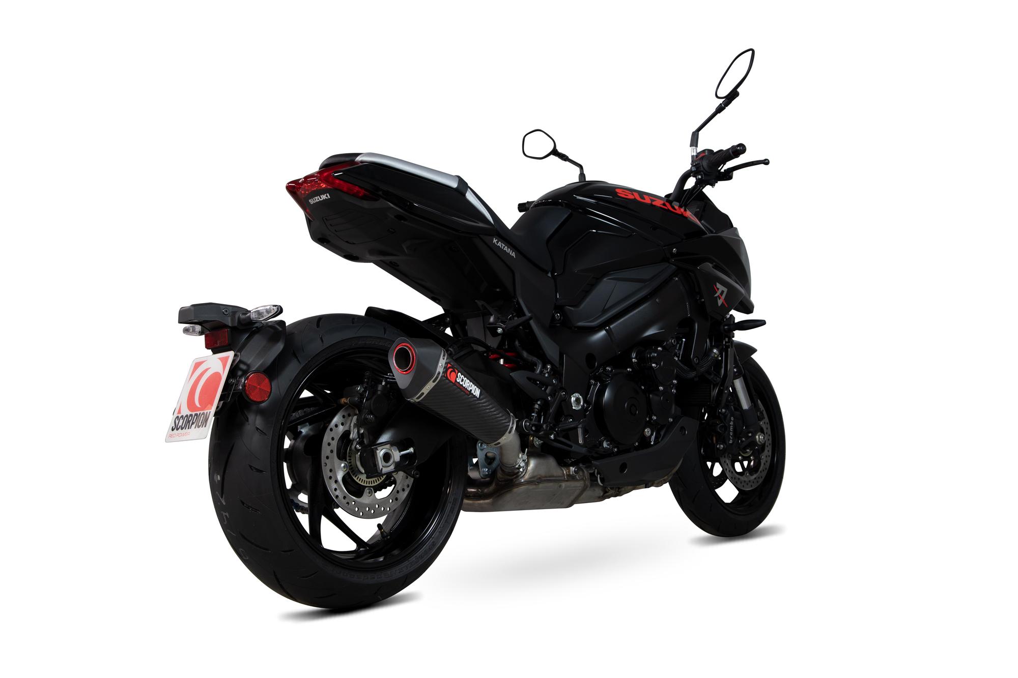 Scorpion Exhausts Red/Black Rsi125ceo - Scorpion Serket Taper Carbon Fibre Exhaust - Suzuki Gsx-S 1000 Katana 2019