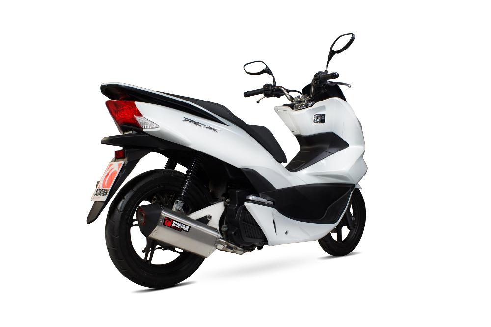Scorpion Exhausts Red Rha174seo - Scorpion Serket Parallel Stainless Oval Exhaust - Honda Pcx 125 Full System 2014 - 2016
