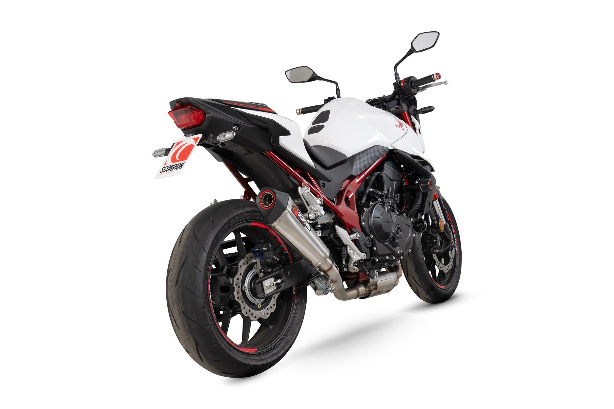 Scorpion Exhausts Red/Black Rha200seo - Scorpion Serket Taper Stainless Steel Slip-On Exhaust - Honda Cb750 Hornet 2023