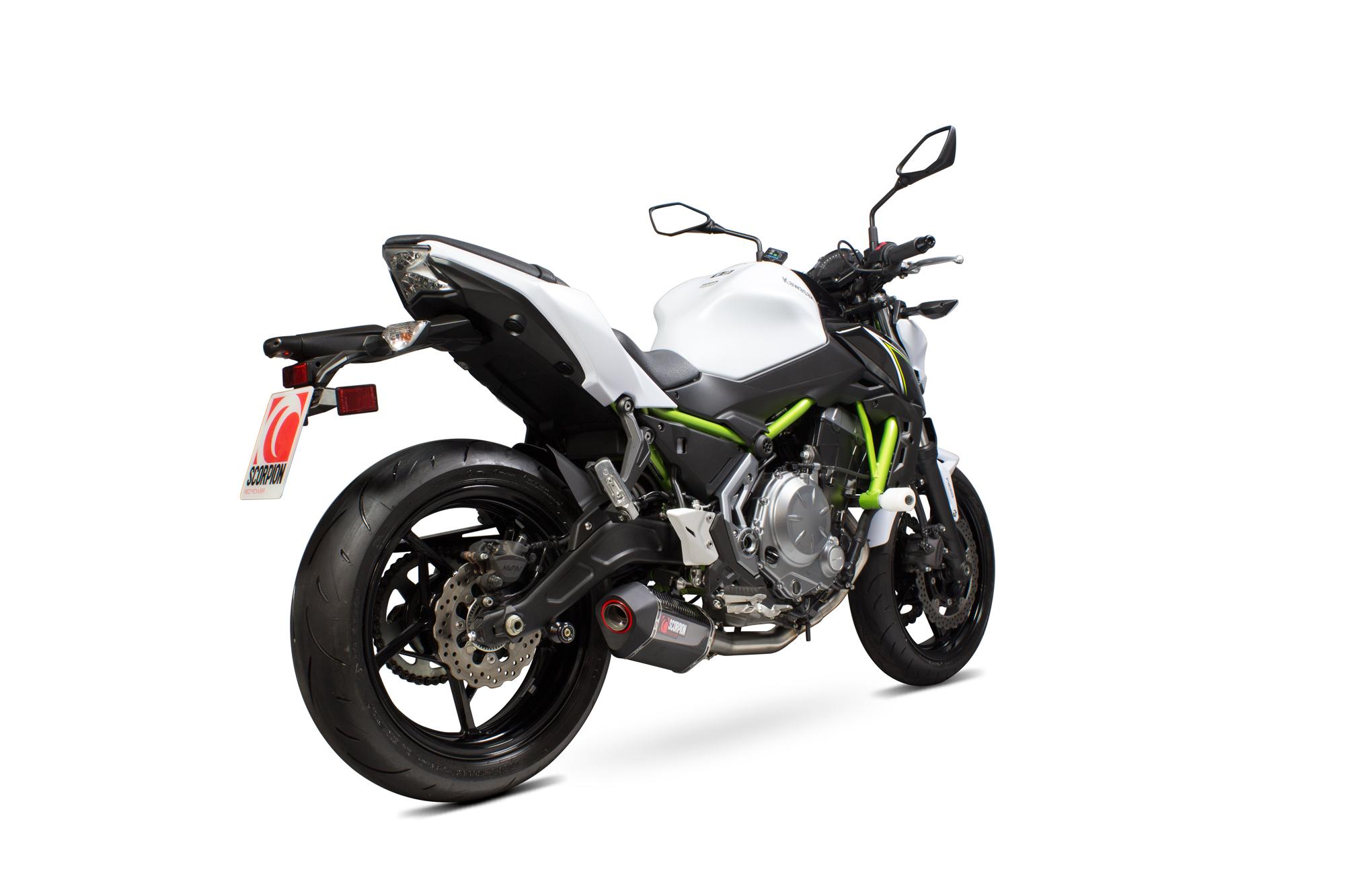 Scorpion Exhausts Red Rka117sysceo - Scorpion Serket Parallel Carbon Oval Exhaust - Kawasaki Z650 Full System 2017 - 2018