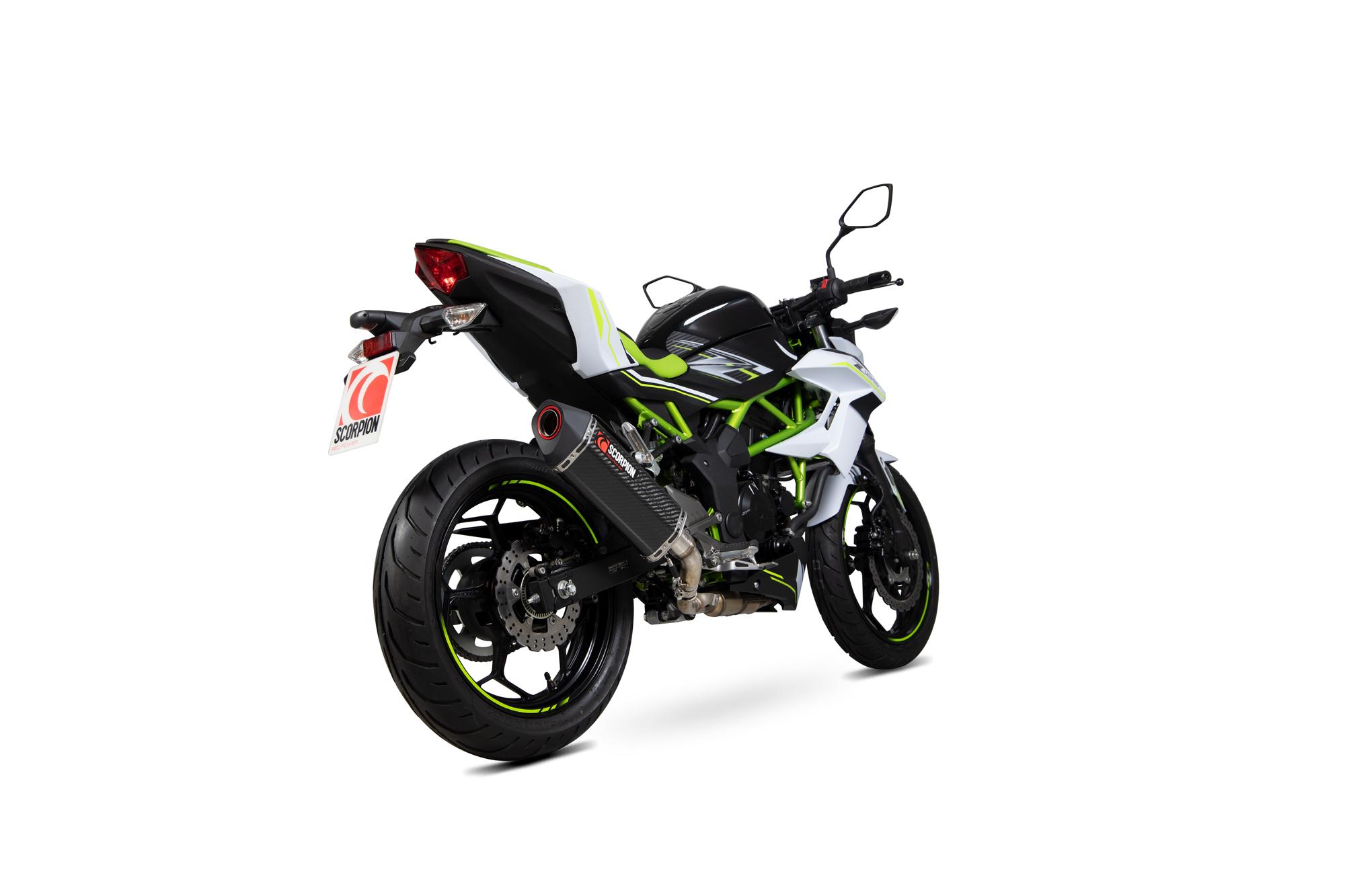 Scorpion Exhausts Red/Black Rka125ceo - Scorpion Serket Parallel Carbon Fibre Exhaust - Kawasaki Z125 - 2018 - 2019
