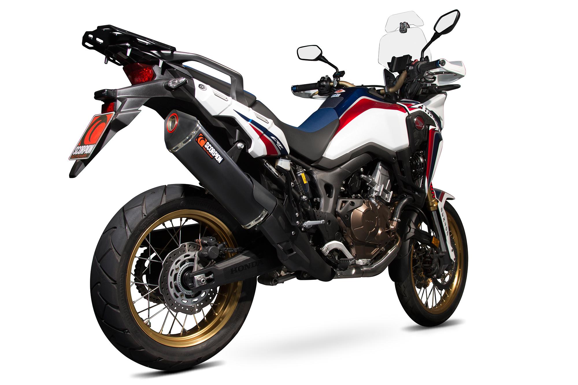 Scorpion Exhausts Black Rha173bcer - Scorpion Serket Parallel Ceramic Oval Exhaust - Honda Crf 1000 L Africa Twin 2015 - 2017