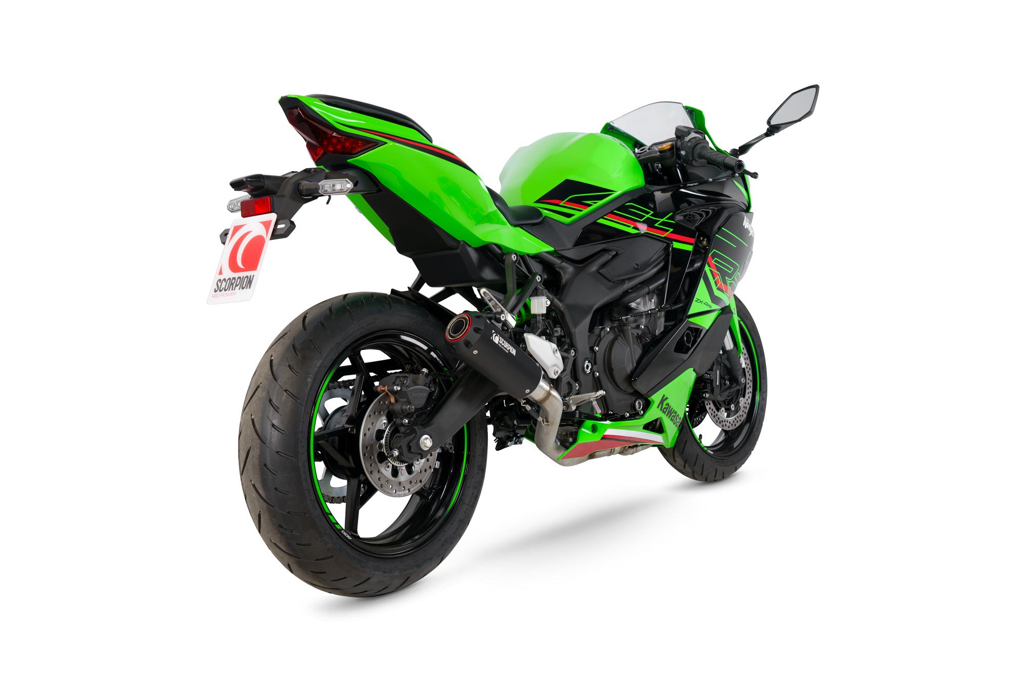 PKA146SYSBCER - Scorpion Red Power Full System Ceramic Black Sleeve For Kawasaki ZX-4RR 2023-2025