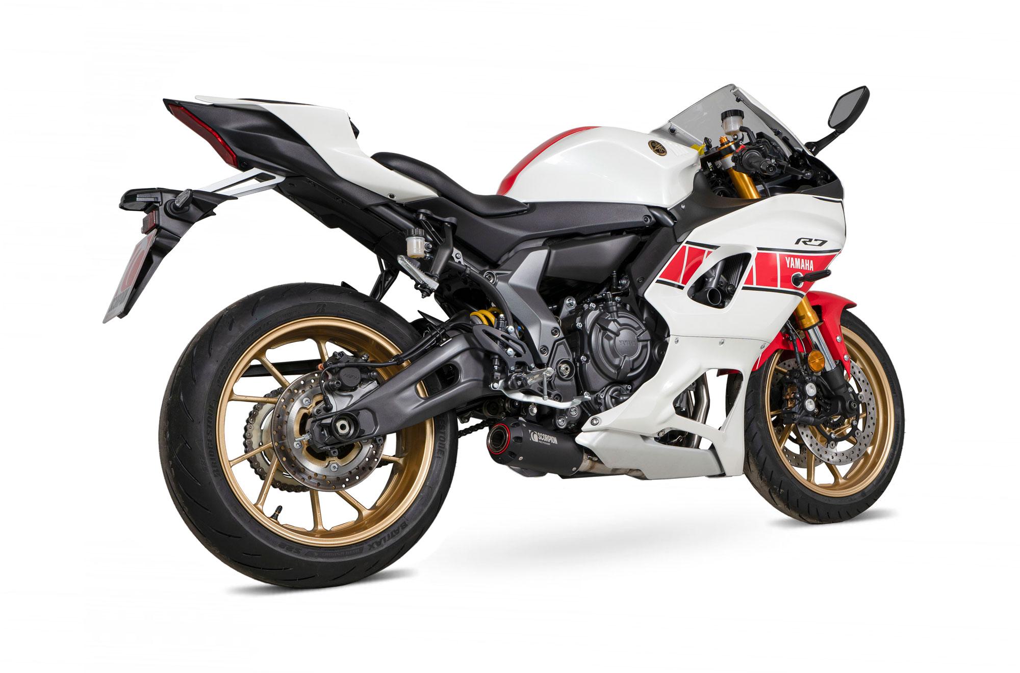 PYA120SYSBCER - Scorpion Red Power Full System Black Ceramic For Yamaha YZF R7 2021-2024