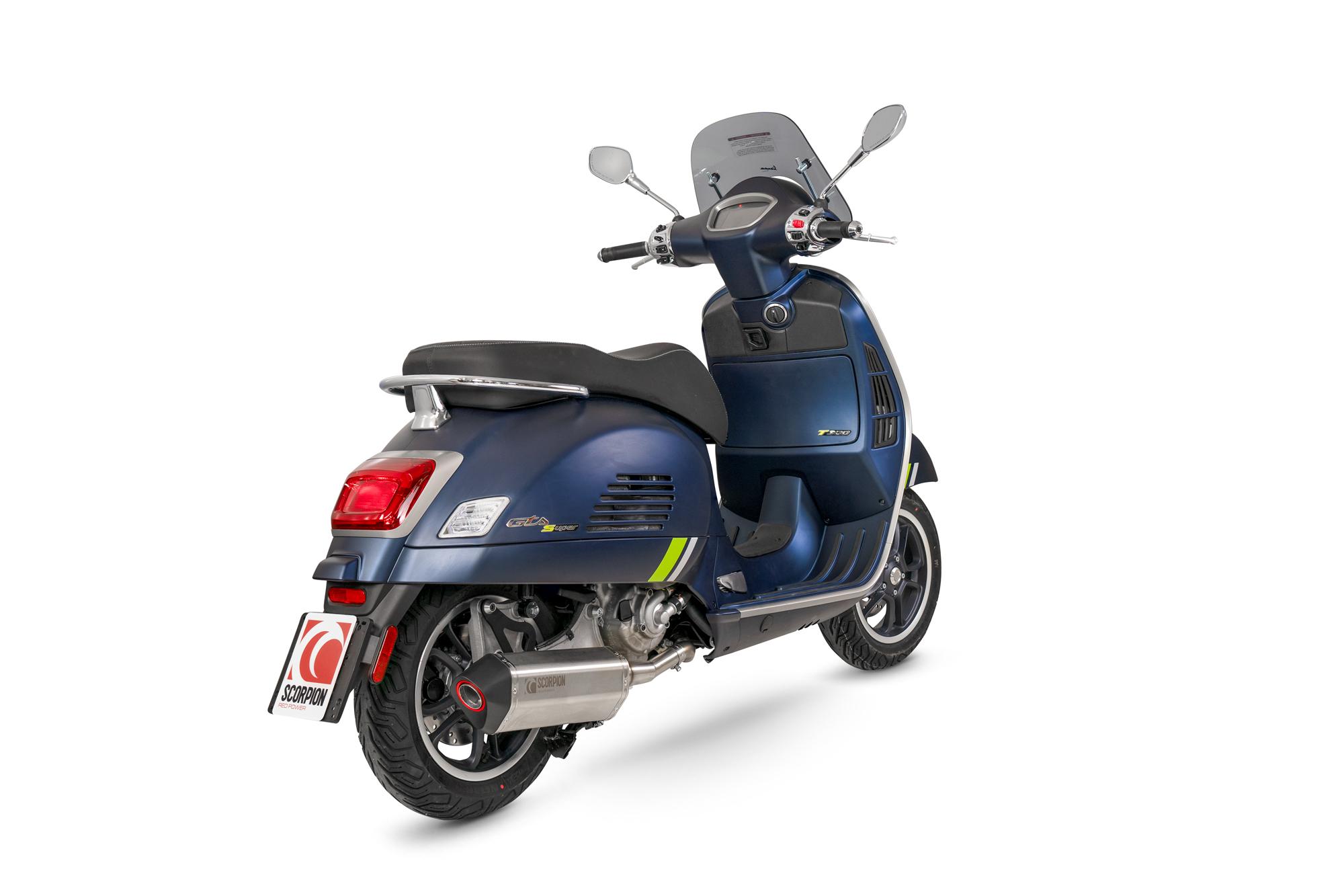Scorpion Exhausts Silver Rve220seo - Scorpion Serket Parallel Slip-On Stainless Steel For Vespa Gts 300 & Gtv 300 2020-2024