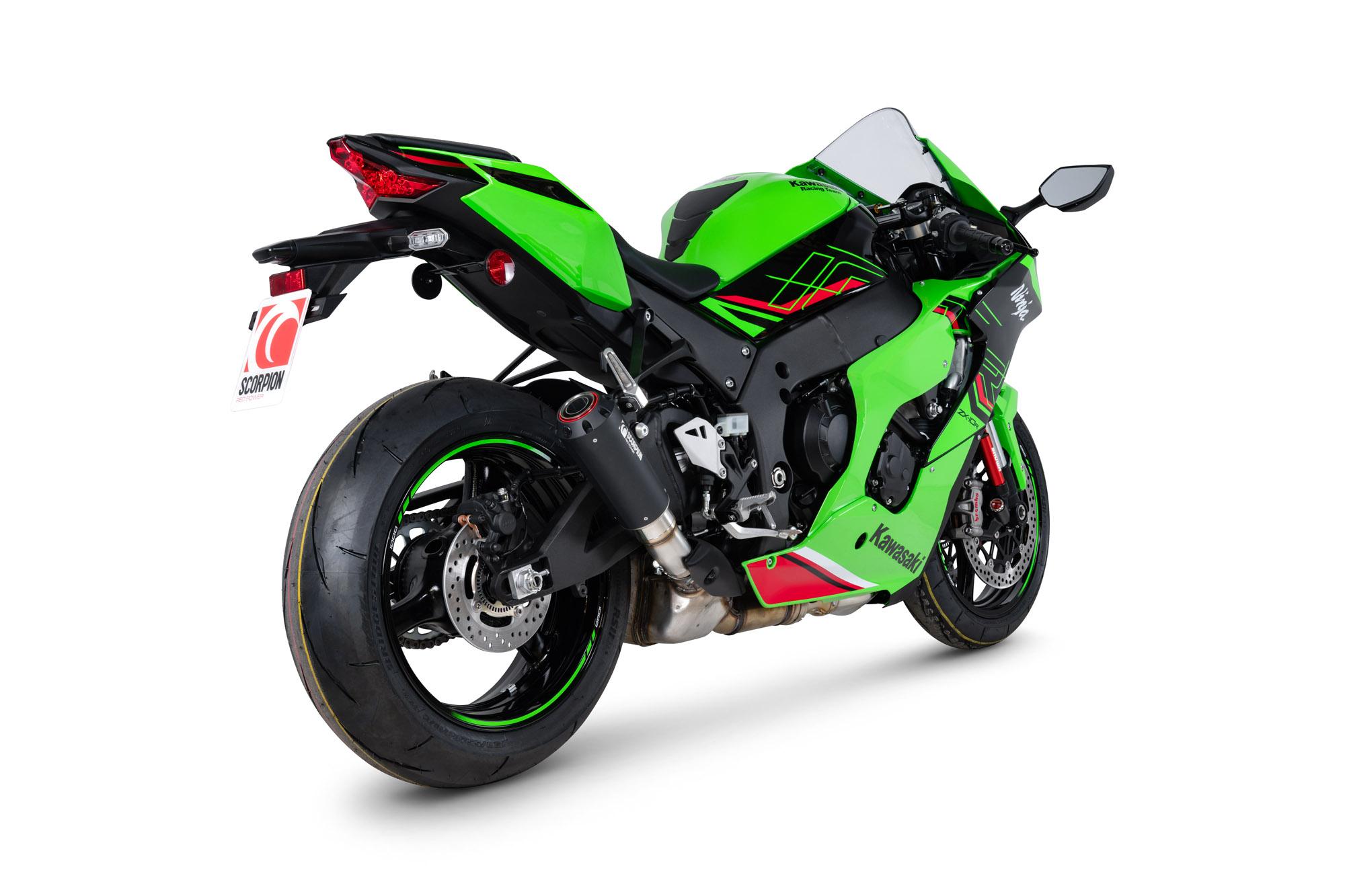 PKA148BCER - Scorpion Red Power Slip-On Black Ceramic For Kawasaki Ninja ZX-10R 2021-2025