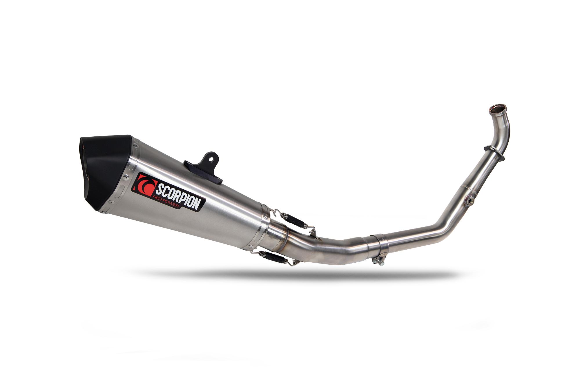 Scorpion Exhausts Silver Rya129sysseo - Scorpion Serket Taper Full System Stainless Steel For Yamaha Yzf-R125 Euro 5+ 2024-2025