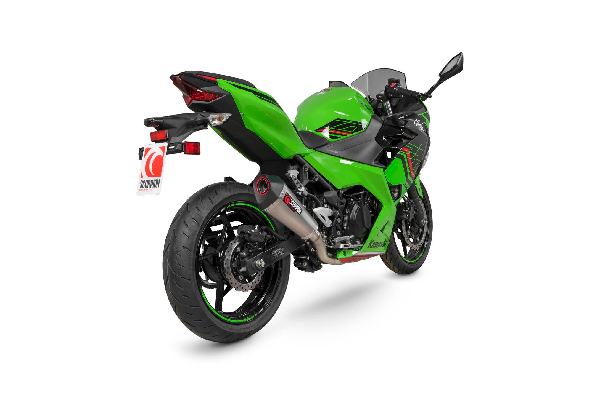 Scorpion Exhausts Grey Rka143systeo - Scorpion Serket Taper Race System Titanium For Kawasaki Ninja 400 2018-2024