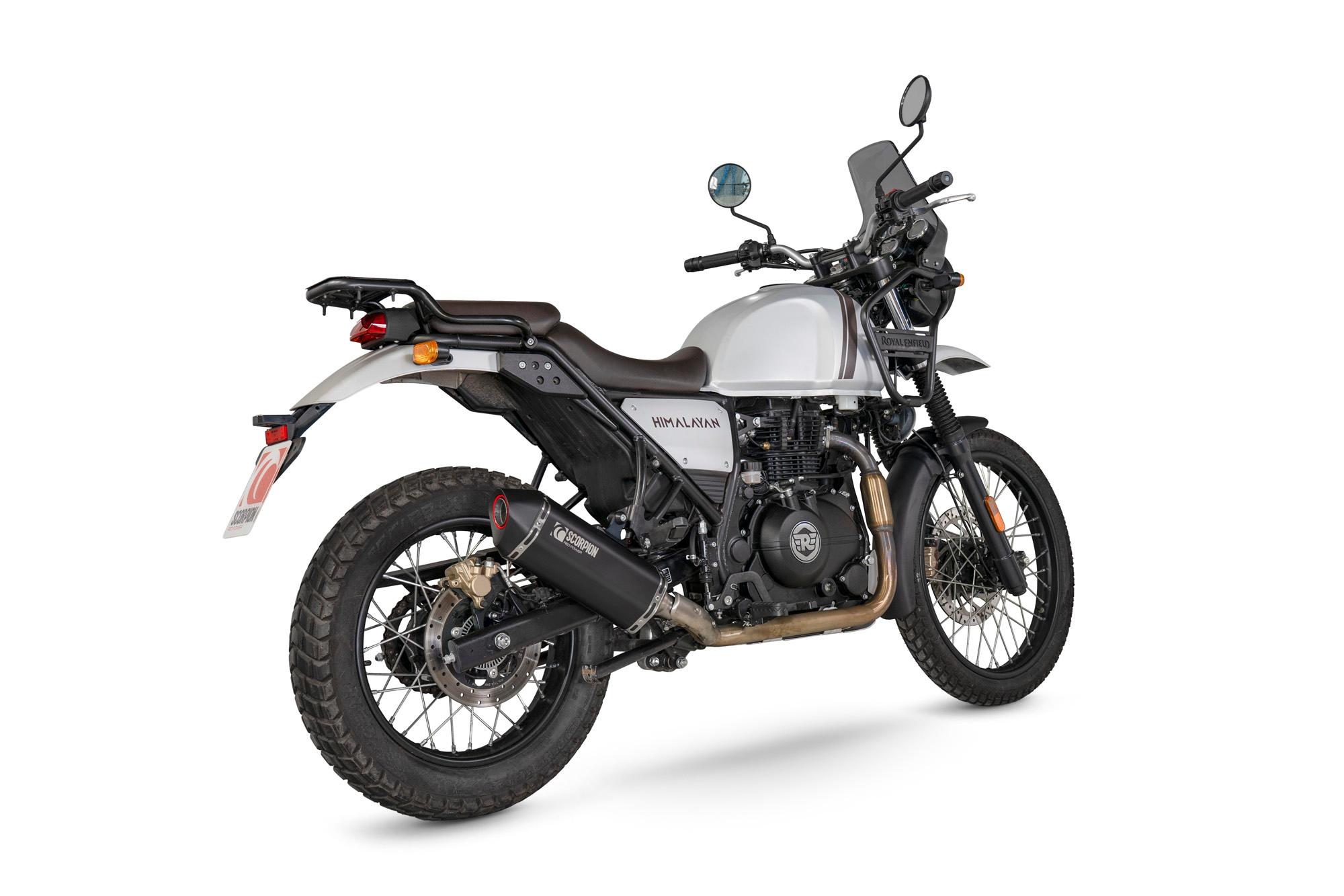RRE103BCER - Scorpion Serket Slip-On Black Ceramic For Royal Enfield Himalayan 411 2016-2025