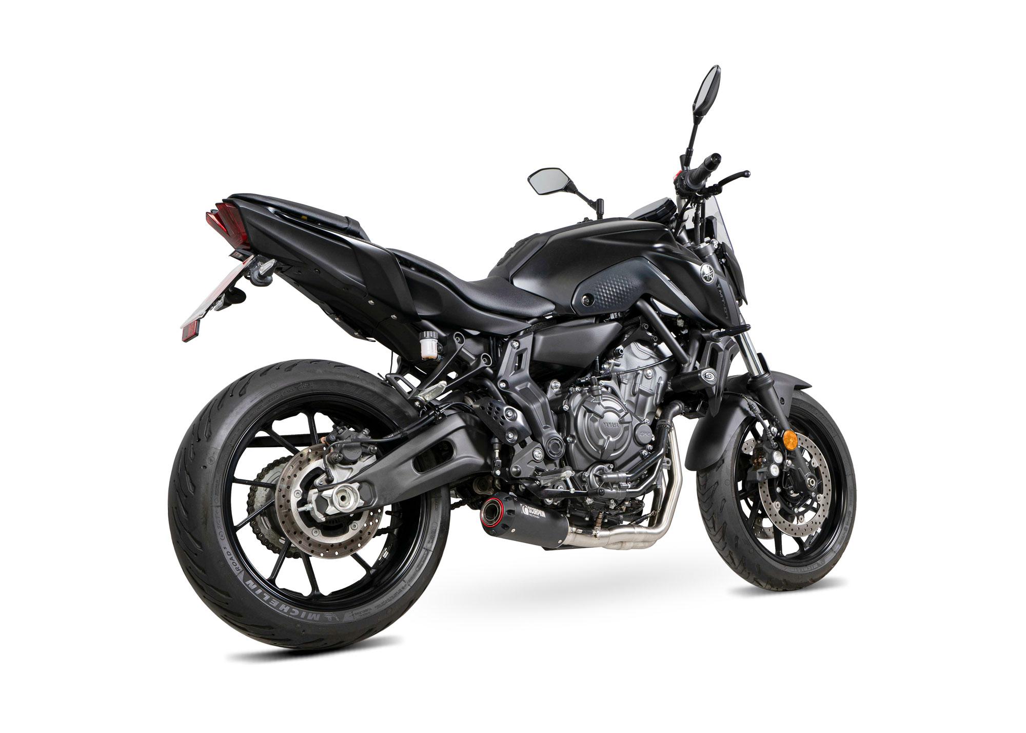PYA121SYSBCER - Scorpion Red Power Full System Black Ceramic For Yamaha MT-07 2022-2024