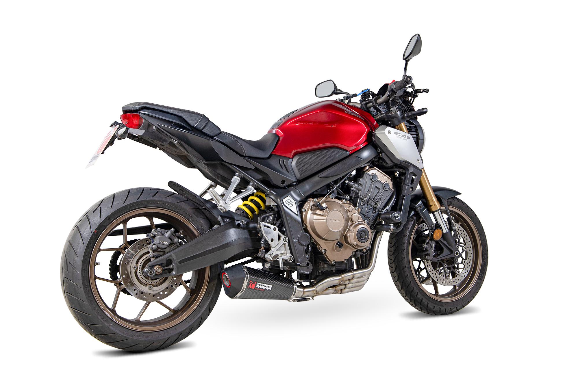 Scorpion Exhausts Black Rha196sysceo - Scorpion Serket Taper Full System Carbon Fibre For Honda Cb650r Neo Sports Cafe 2019-2023