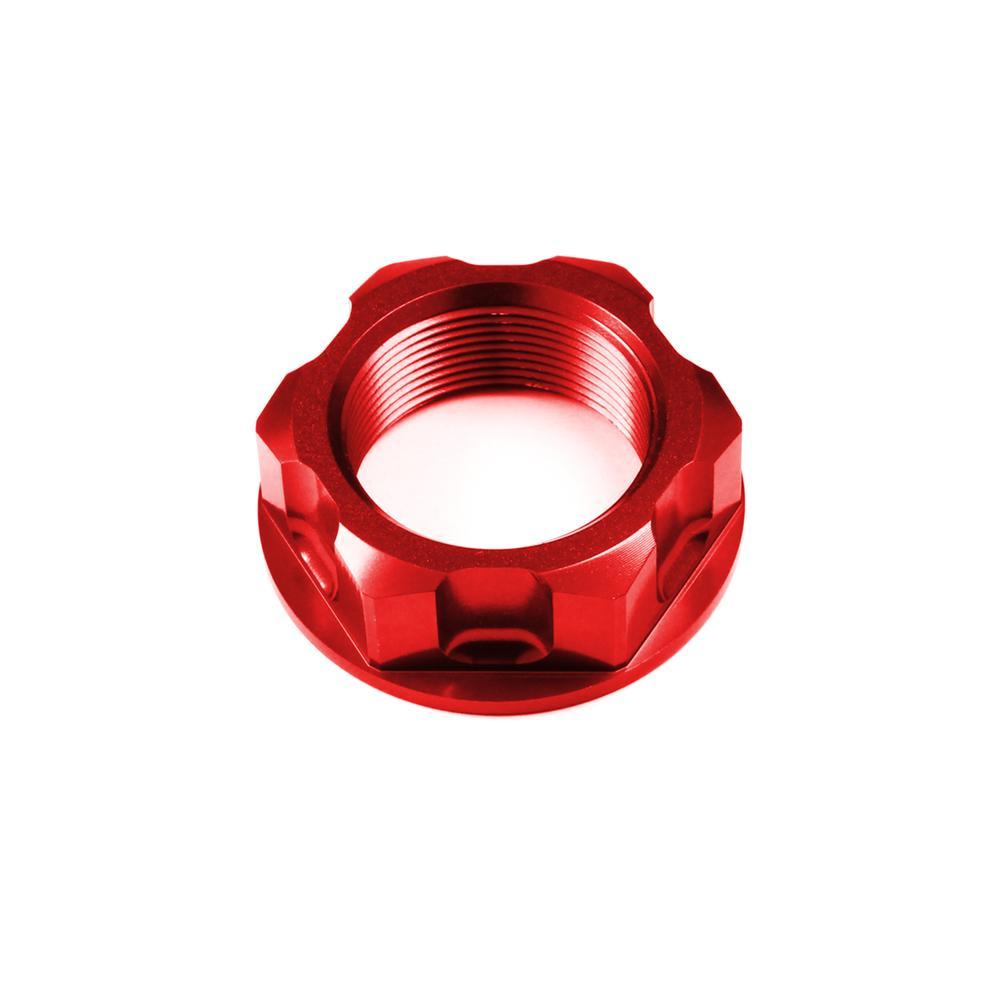 SSNUT4 RED - Apico Steering Stem Nut For Honda CR 125/250 1983-2000, Kawasaki KXF 250/450 2004-2023, Suzuki RMZ250 2004-2006 Red
