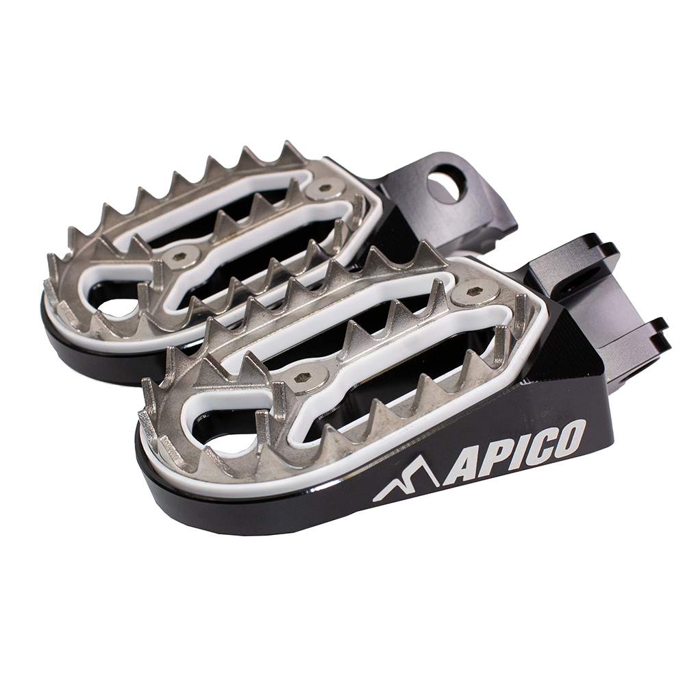 FPP PRO TM BK - Apico Pro Bite Foot Pegs For TM EN/MX 85-300 2002-2021, EN/MX 250-630FI 2002-2021 Black