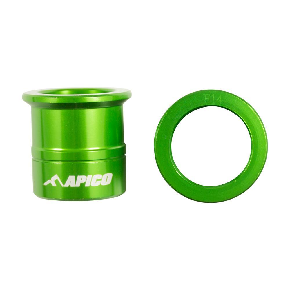 WSF KAW 2 GN - Apico Front Wheel Spacers For Kawasaki KX 125/250 2006-2008, KXF250 2004-2020, KXF450 2006-2018 Green