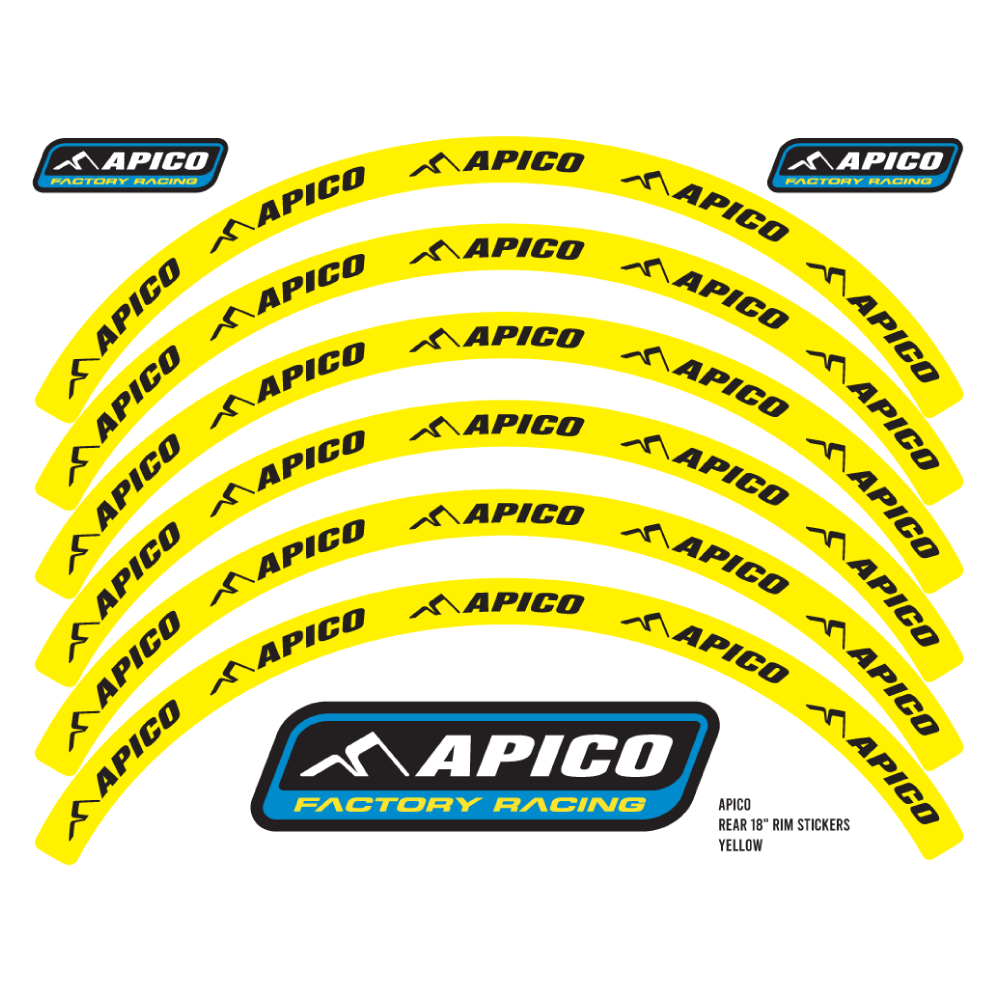 RIMSTICKER YLW/BLK - Apico Rim Sticker Kit 21" Front & 18" Rear Yellow/black