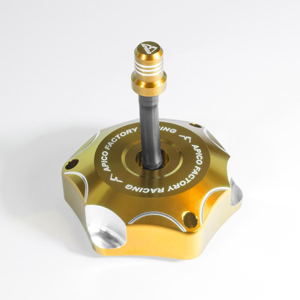 Apico Gold Fuelcap Suz 1 Gd - Alloy Fuel Cap For Suzuki Rm85 2002-2022, Rm 125/250 2001-2008, Rmz250 2010-2021, Rmz450 2005-2021