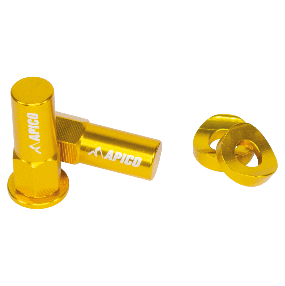 RIM LOCK NUT ALU YW - Apico Aluminium Rim Lock Nut & Washer Set Yellow