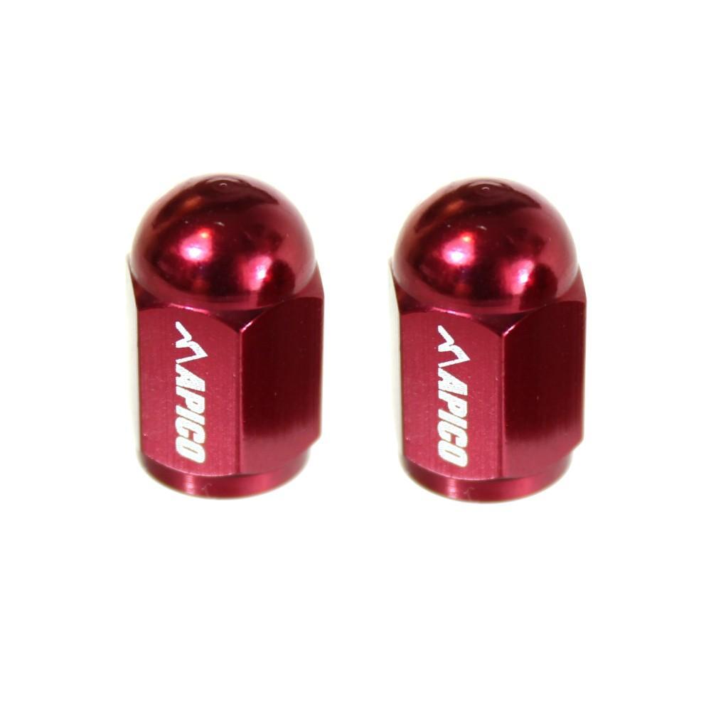 APVC CNC RED - Apico CNC Aluminium Valve Cap 2-pack Red