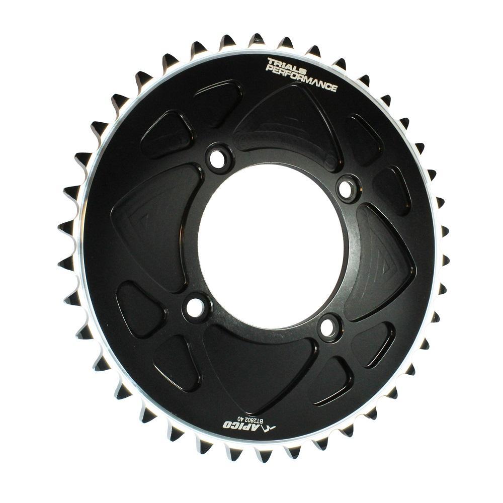 BT2802S BLACK 39T - Apico Solid Rear Sprocket For Scorpa SY/SYF/SR/TWENTY 2002-2024, Gas Gas TXT/PRO/RAGA/FACTORY 2002-2024 39T Black