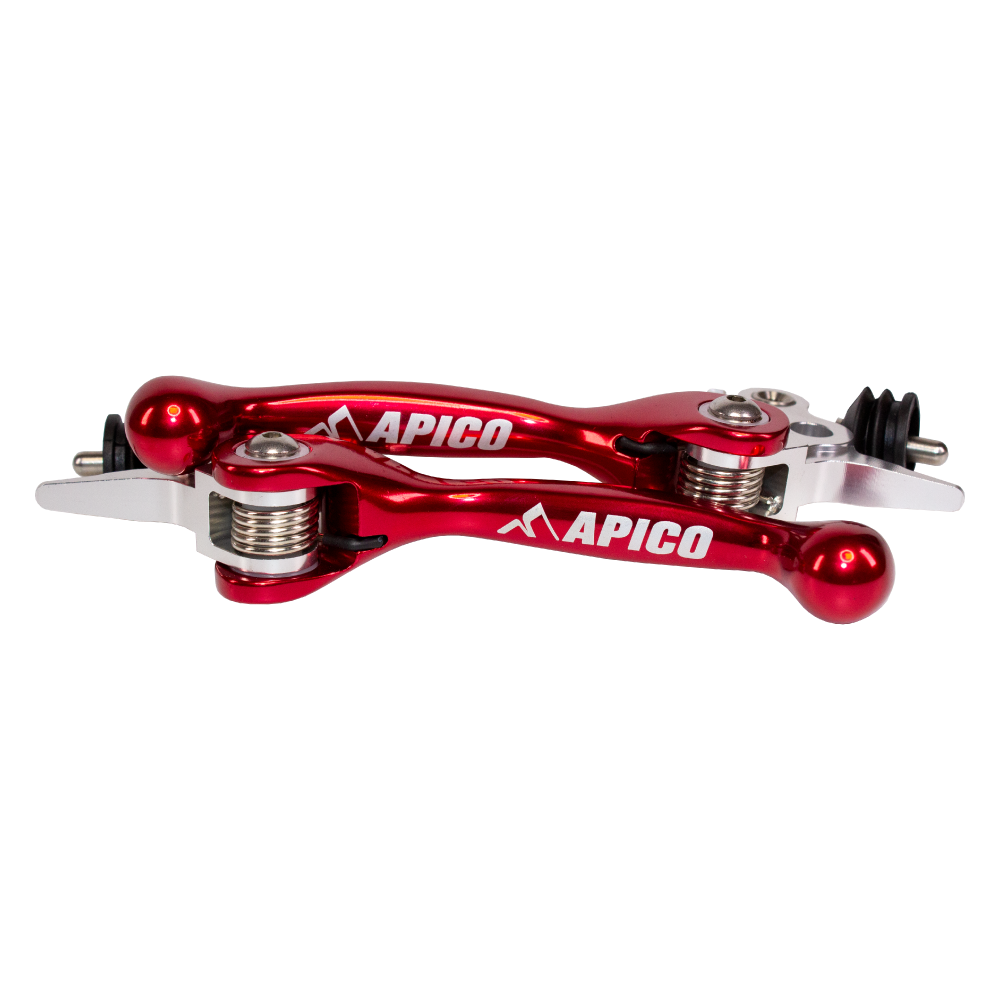 Apico Red Leflexi Set Ktm6 Rd - Set Of Flexi Levers For Ktm Sx65 2014-2023, Husqvarna Tc65 2014-2023, Gas Gas Mc 65/85 2014-2023, Ktm Freeride 2014-2020