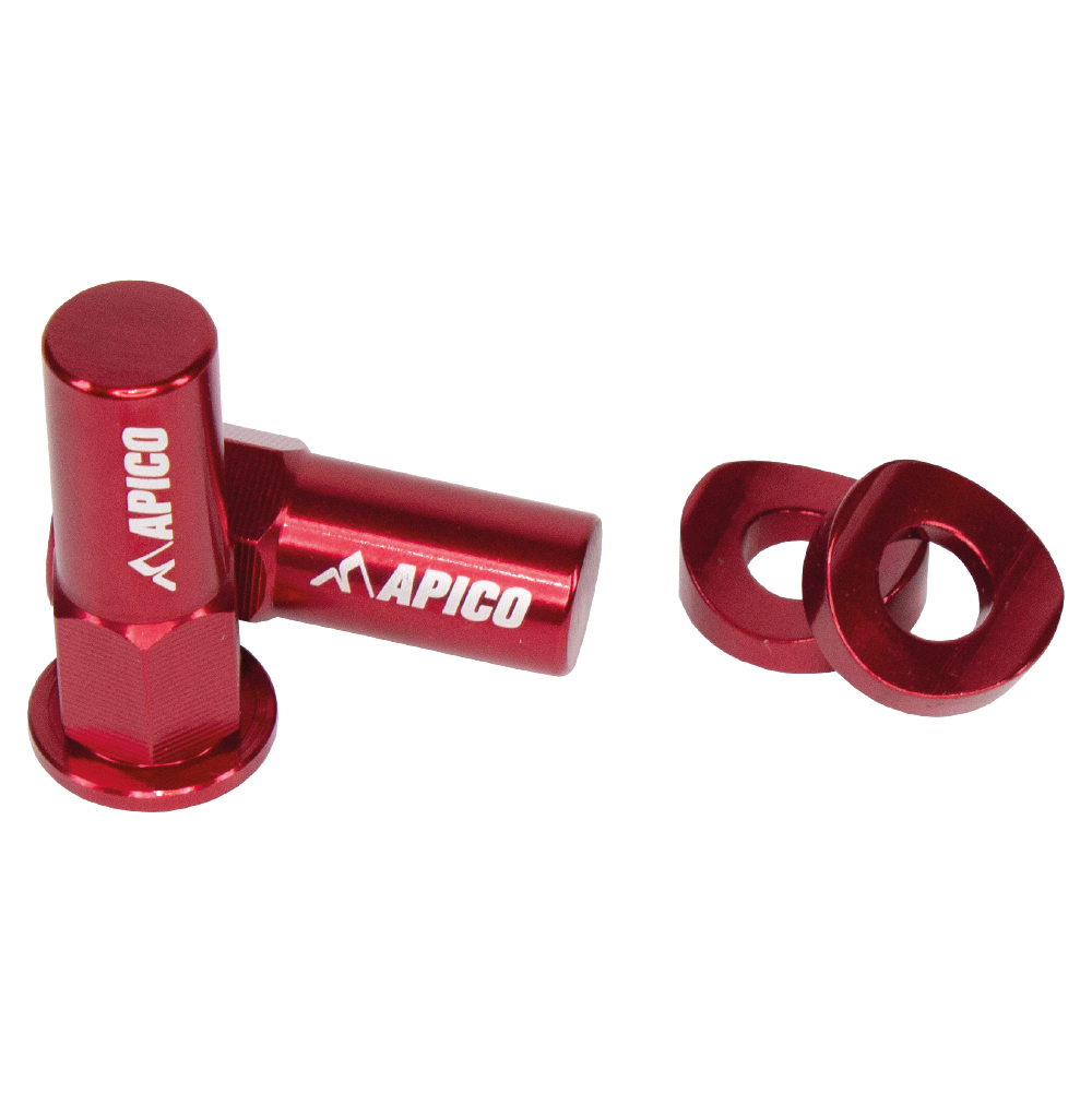 Apico Red Rim Lock Nut Alu Rd - Aluminium Rim Lock Nut & Washer Set
