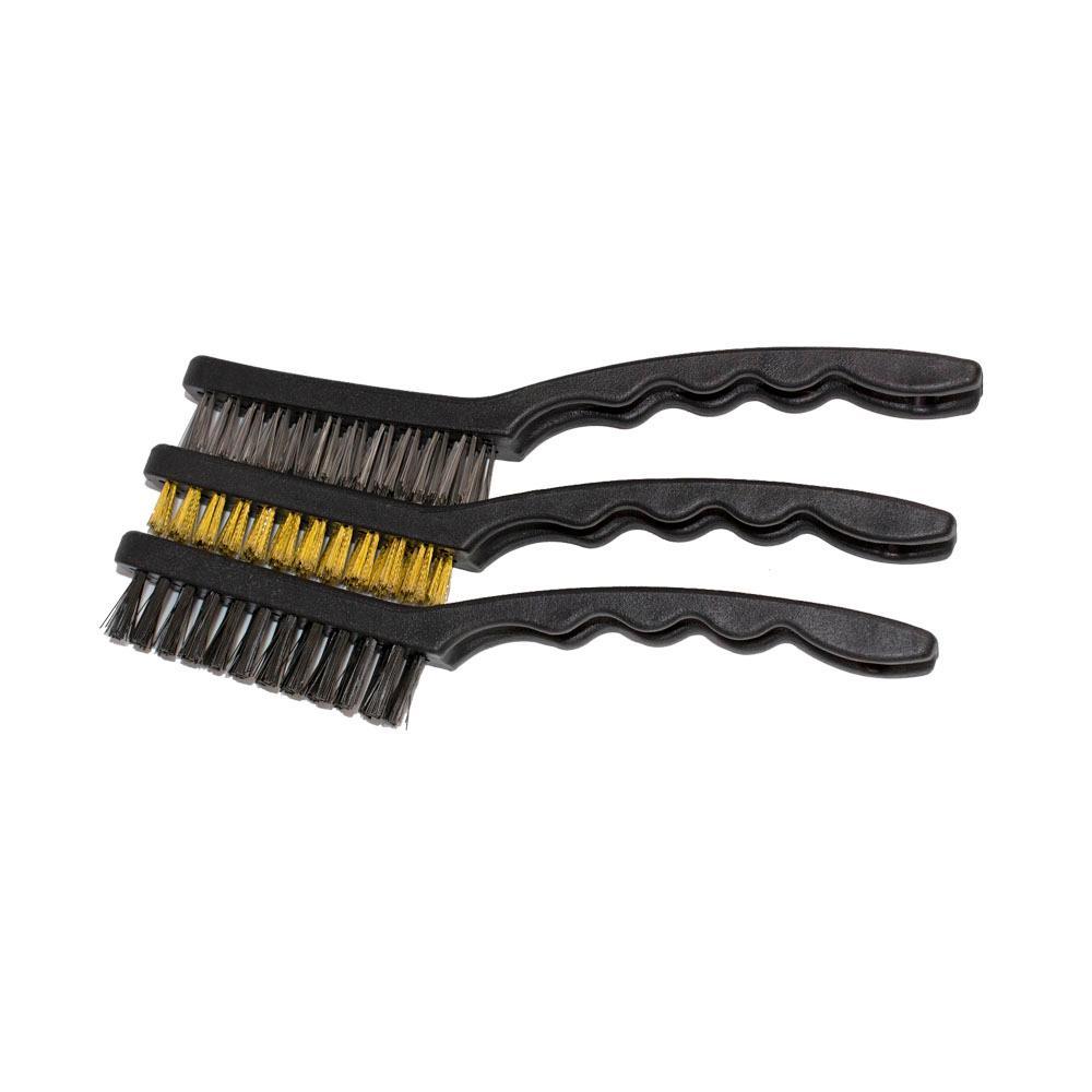 Apico Brush Set - Workshop 3 Piece Cleaning Brush Set - X1 Nylon, X1 Brass, X1 Steel
