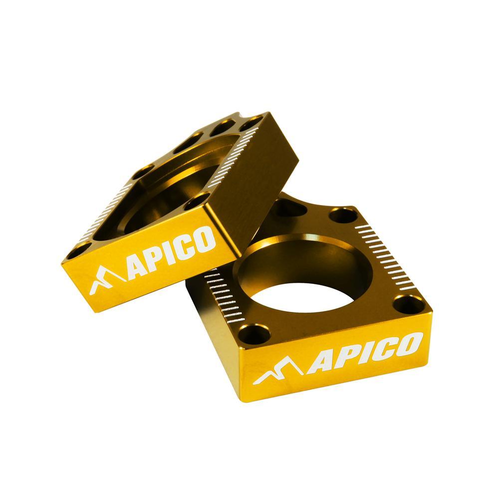 Apico Yellow Rab-04 - Rear Axle Blocks For Suzuki Rmz250/450 2004-2022