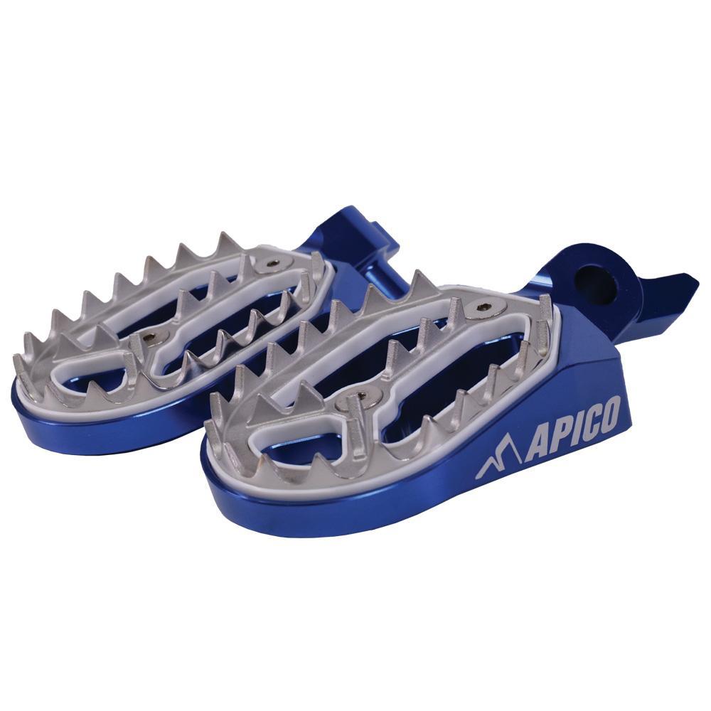 Apico Blue Fpp Pro Yzf 23 Blu - Pro Bite Foot Pegs For Yamaha Yzf250 2024-2025, Yzf450 2023-2025, Yzf450x 2024-2025, Wrf450 2024-2025
