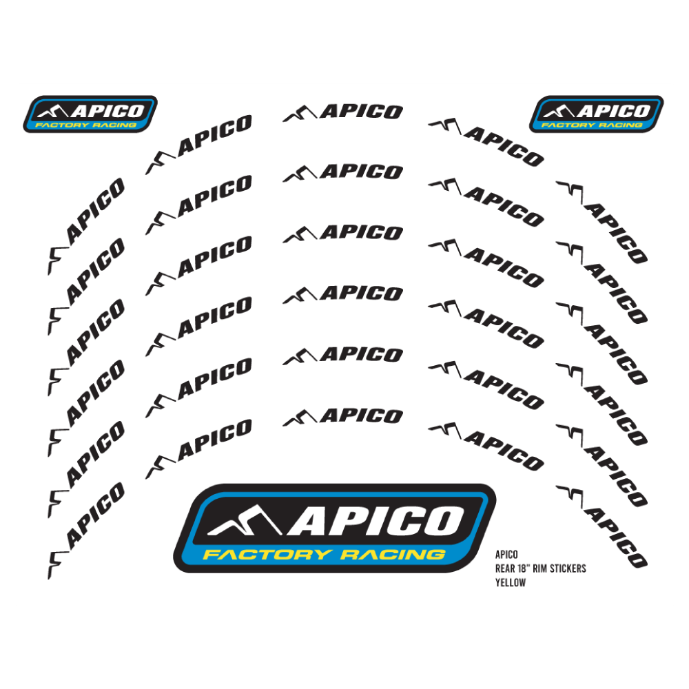 RIMSTICKER WHT/BLK - Apico Rim Sticker Kit 21" Front & 18" Rear White/black