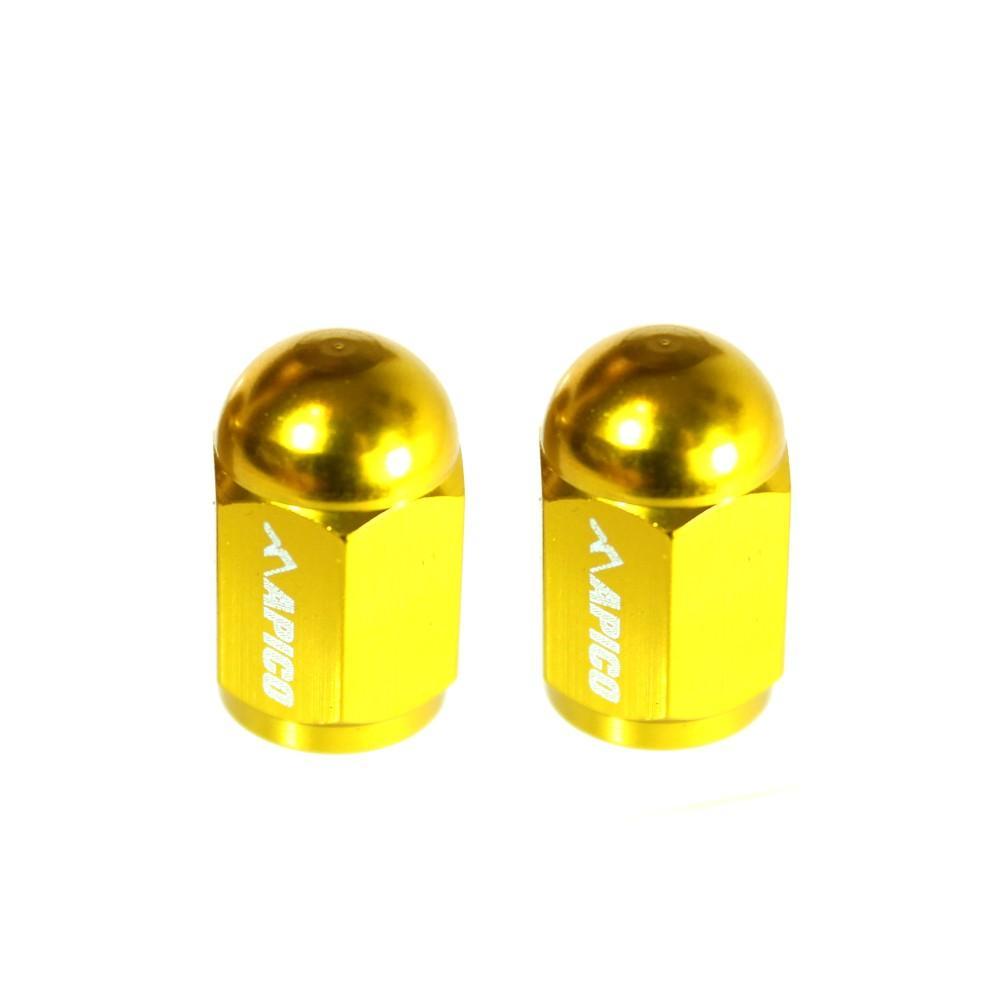 APVC CNC YLW - Apico CNC Aluminium Valve Cap 2-pack Yellow