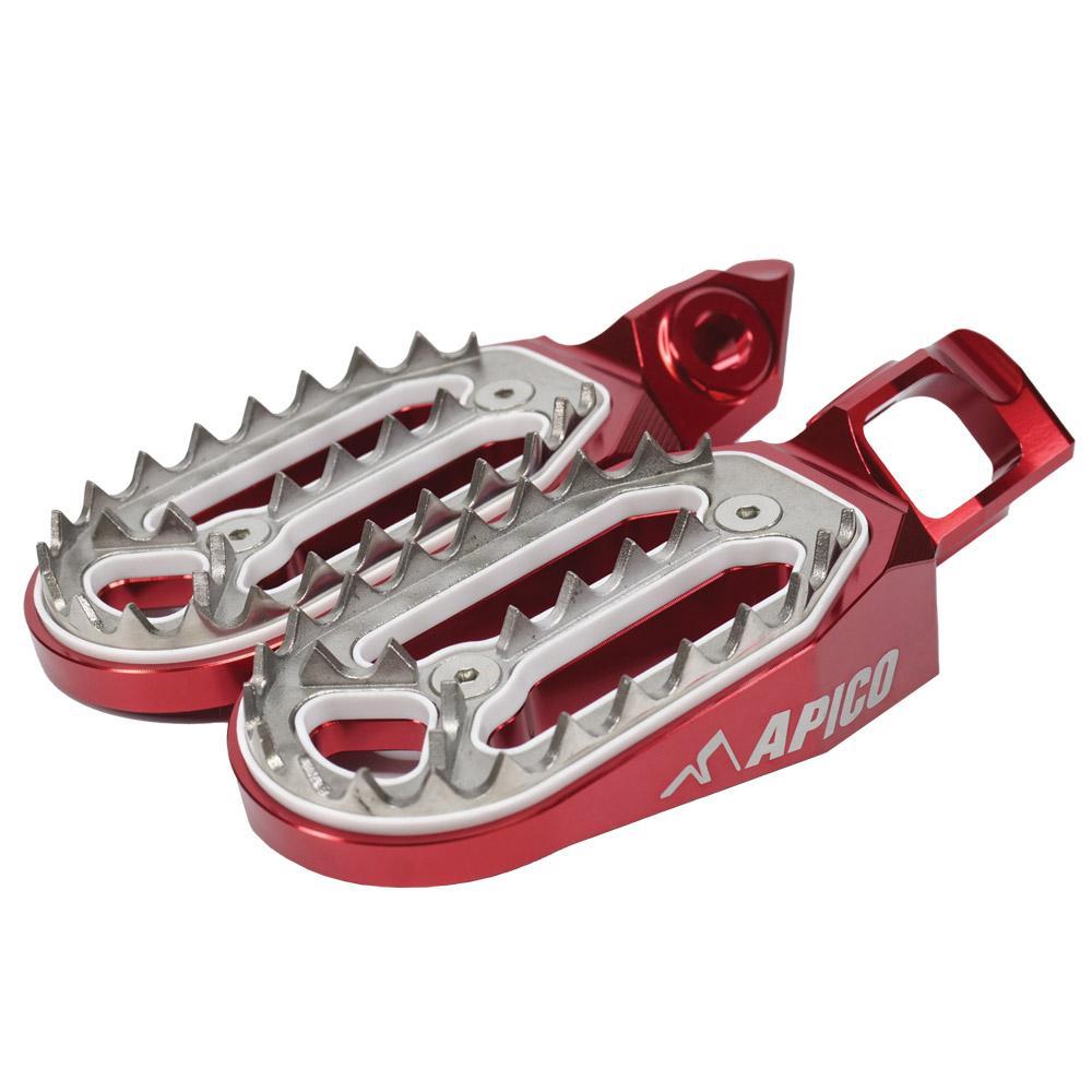 Apico Red Fpp Pro Ktm 23 Rd - Pro Bite Foot Pegs For Ktm/Husqvarna/Gas Gas Sx/Sxf/Tc/Fc 125-450 2023-2025, Exc/Exc-F/Te/Fe 150-501 2024-2025, Mc/Mc-F/Ec/Ec-F 2024-2025
