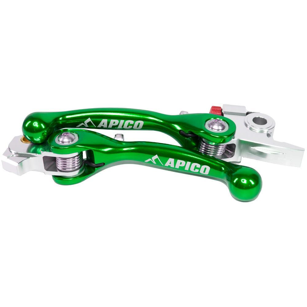 LEFLEXI SET KAW3 GN - Apico Set Of Flexi Levers For Kawasaki KXF450 2024, KX450XC 2024 Green