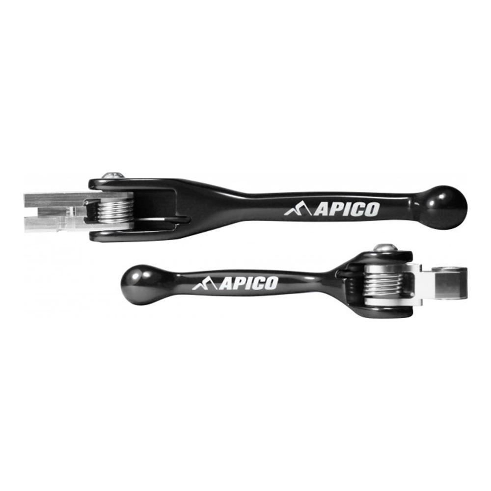 LEFLEXI SET SUZ2 BK - Apico Set Of Flexi Levers For Kawasaki KX 65/85/100 2002-2023, KX 125/250 2000-2008, Suzuki RMZ250 2007-2023, RMZ450 2005-2023 Black