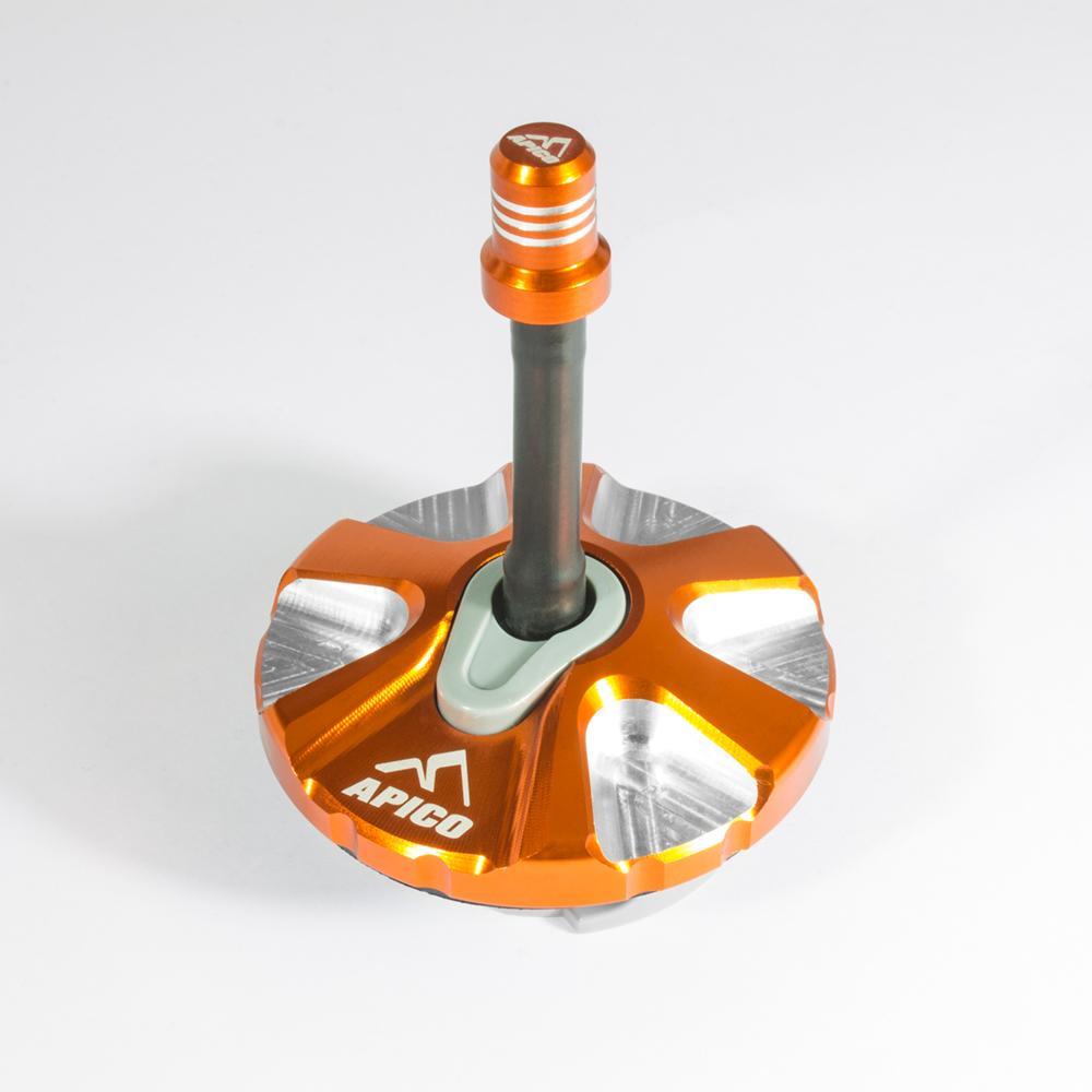 FUELCAP KTM 1 OR - Apico Alloy 1/4 Turn Fuel Cap For KTM SX/SXF 125-450 2007-2012, EXC/EXC-F & Husqvarna TE/FE 125-500 2008-2023 Orange