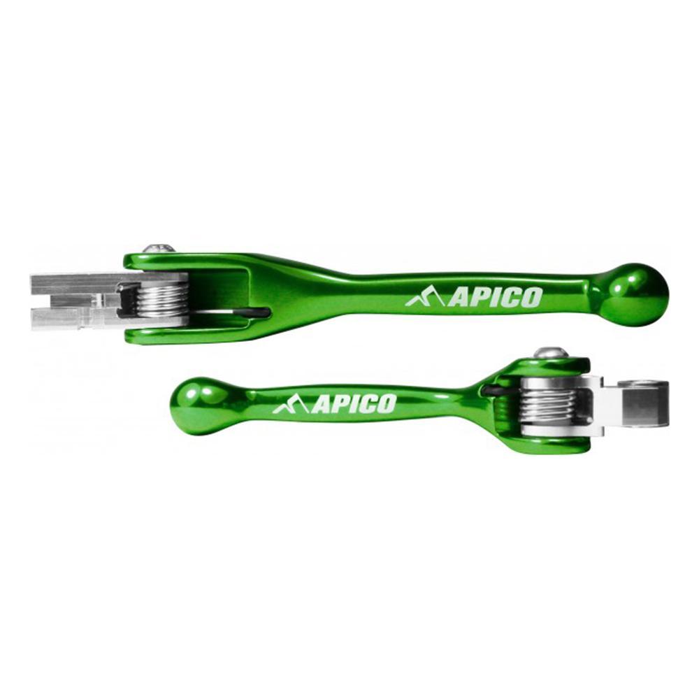 LEFLEXI SET SUZ2 GN - Apico Set Of Flexi Levers For Kawasaki/Suzuki KX65/85/100 2002-2023, KX 125/250 2000-2008, RMZ250 2007-2023, RMZ450 2005-2023 Green