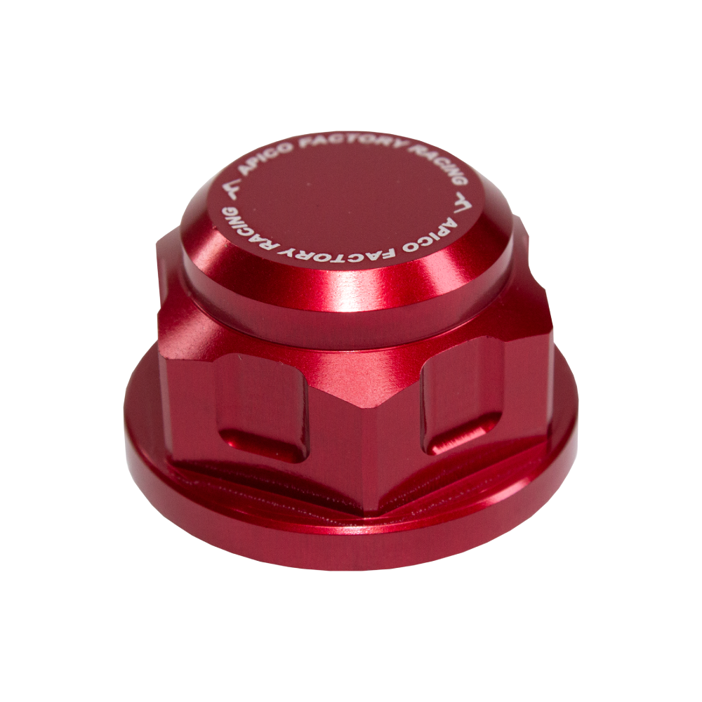 AXNUT R1 RD - Apico Axle Nut Rear M20 X 1.5 For KTM/Husqvarna SX/SXF 125-450 1998-2012, EXC/EXC-F/TE/FE 1998-2023, TC85 2014-2023 Red