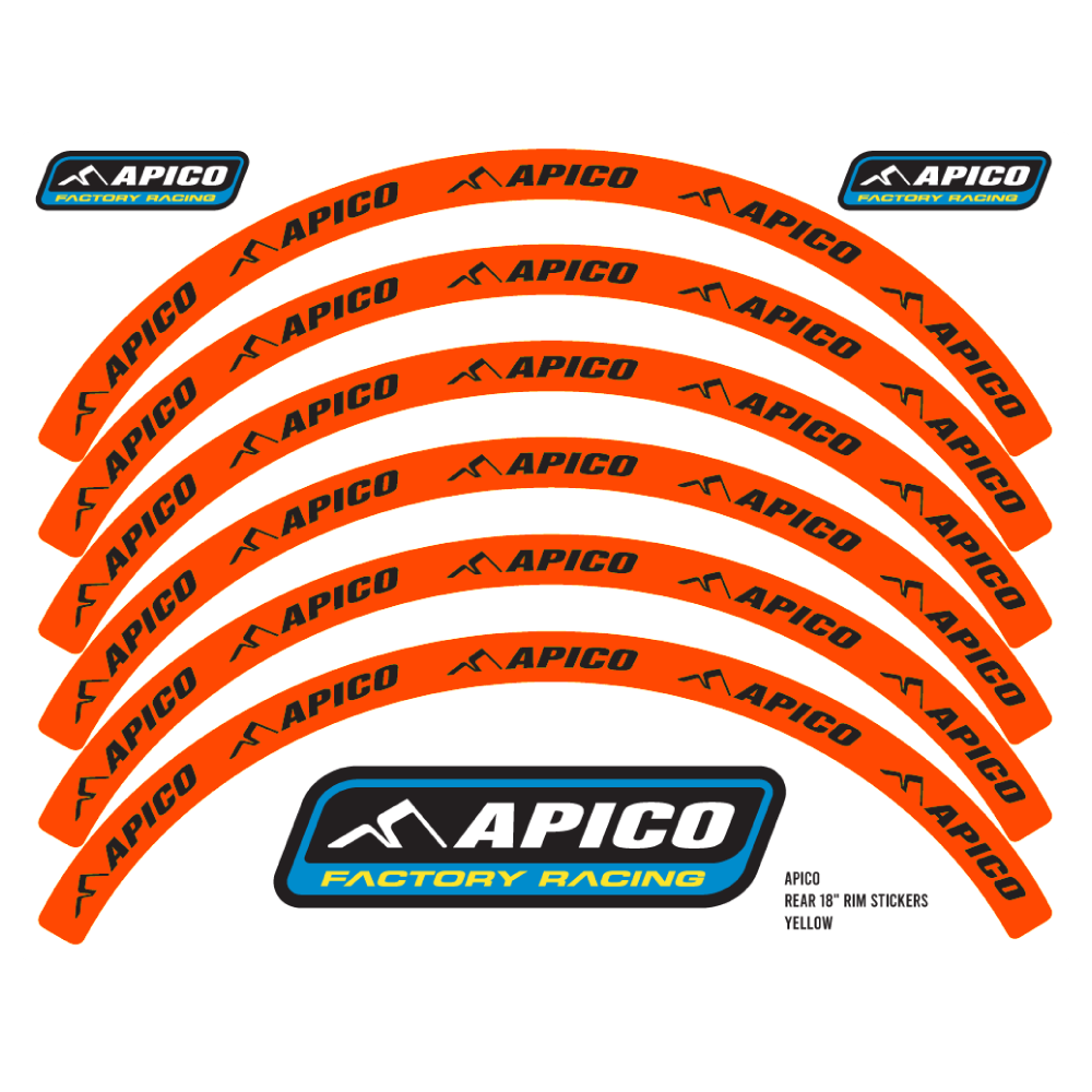 RIMSTICKER ORA/BLK - Apico Rim Sticker Kit 21" Front & 18" Rear Orange/black