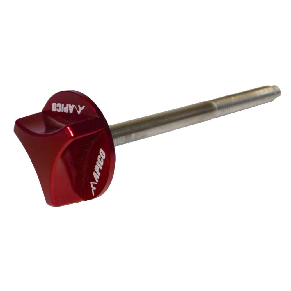 AFB 80MM RD - Apico 80mm CNC Air Filter Bolt For Honda CR 125/250 1996-2007, Kawasaki KX 65/85 1991-2023, KXF250 2004-2020 Red