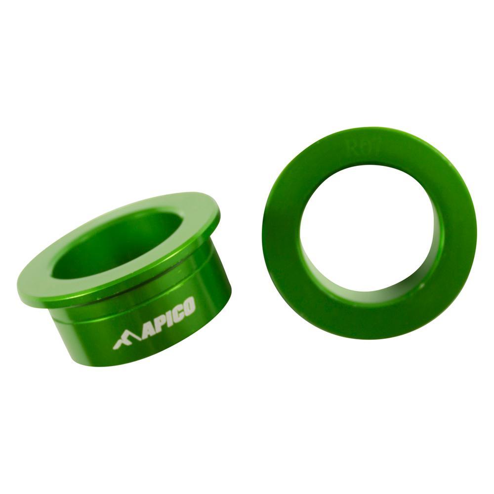 Apico Green Wsr Kaw 2 Gn - Rear Wheel Spacers For Kawasaki Kx 125/250 2003-2008, Kxf 250/450 2004-2023, Kx 250/450Xc 2021-2023