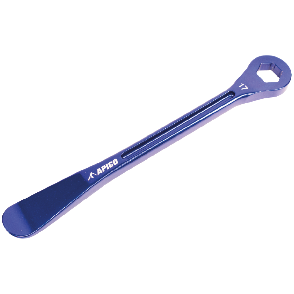 Apico Blue Tyrelever Wr Pro 17 - Tyre Lever & Axle Wrench Combination Tool Cnc Aluminium 17Mm