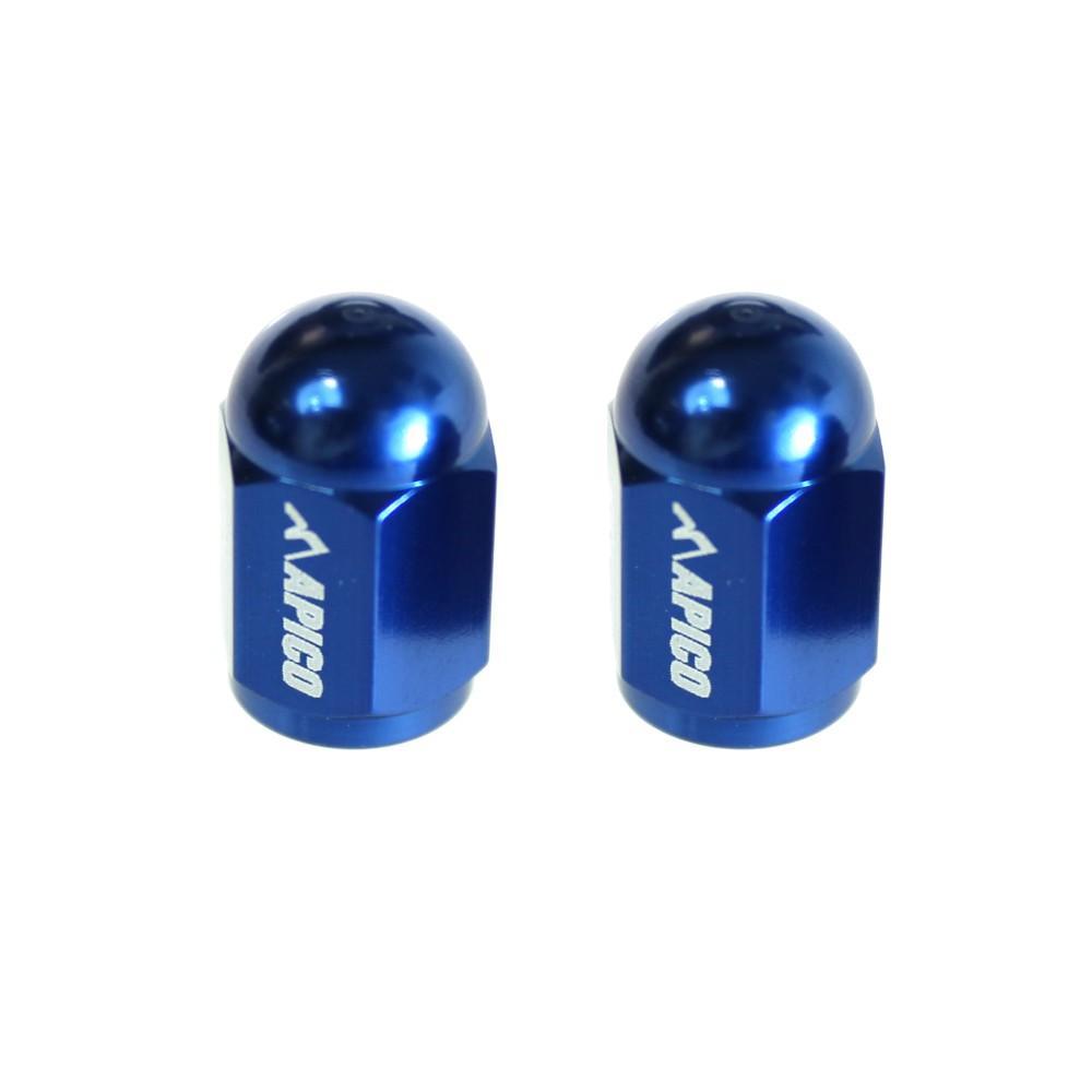 APVC CNC BLU - Apico CNC Aluminium Valve Cap 2-pack Blue