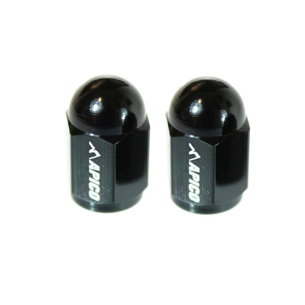 APVC CNC BLK - Apico CNC Aluminium Valve Cap 2-pack Black