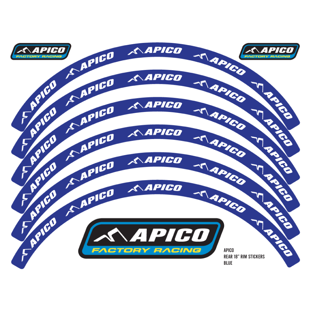 RIMSTICKER BLU/WHT - Apico Rim Sticker Kit 21" Front & 18" Rear Blue/white