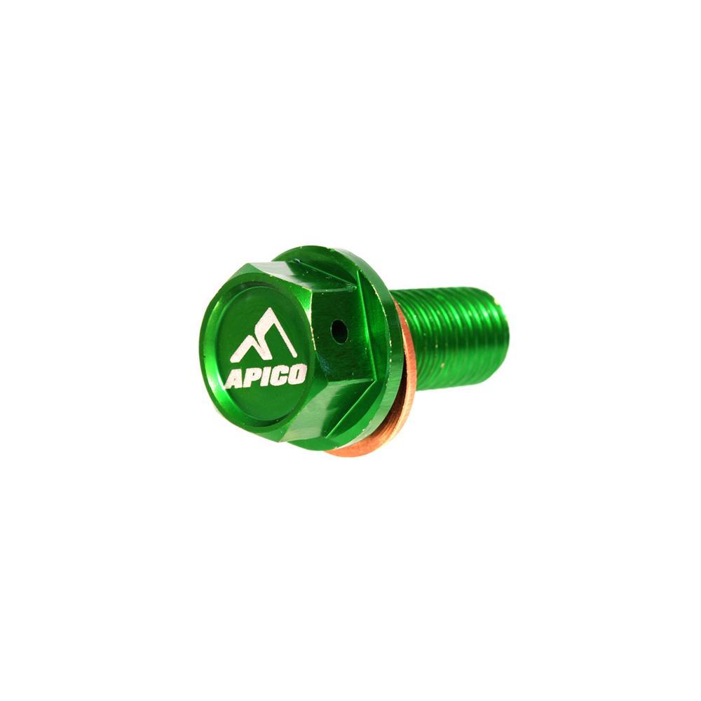 Apico Green Sumpbolt Mag Kxf2 - Magnetic Sump Drain Bolt M10 X 22Mm X 1.5 For Kawasaki Kxf450 2006-2015, Klx450r 2008-2015